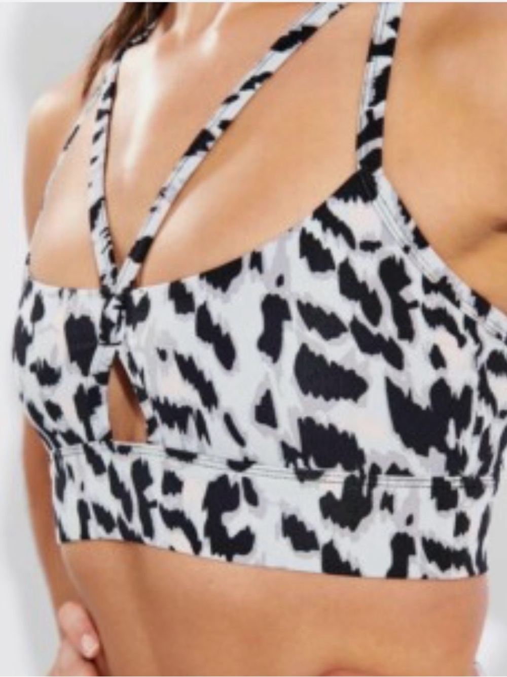 Varley Black & White Animal Print Strappy Sports Bra